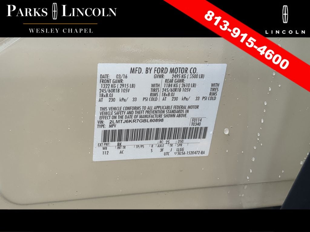 2016 Lincoln MKX Select